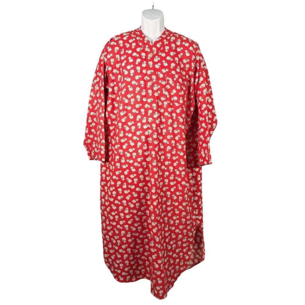 Vintage Diplomat Long Night Shirt Gown Mens Medium Red Koala‎ Bear Print Hat